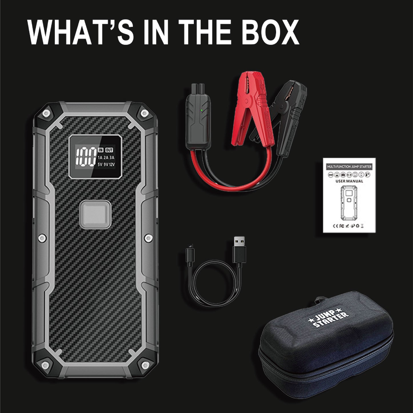 J200 2500A Jump Starter 65W Two-way Fast Charge