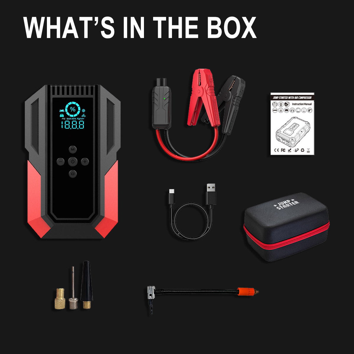 JA200 3000A Jump Starter with Air Compressor