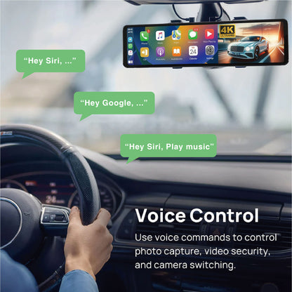 D800 4K +1080P 11.26 Inch Mirror Dash Cam with Apple Carplay Andoid Auto