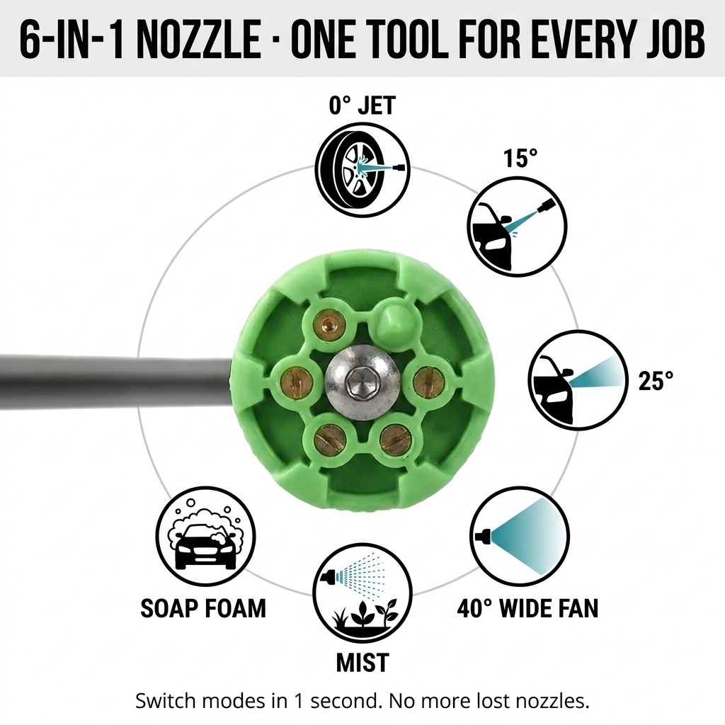 1000 PSI Cordless Portable Pressure Washer — 6-in-1 Nozzle, Dual Battery, Foam Cannon Included