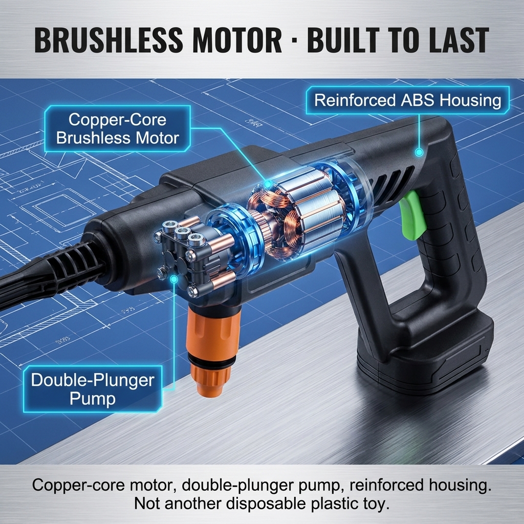 1000 PSI Cordless Portable Pressure Washer — 6-in-1 Nozzle, Dual Battery, Foam Cannon Included
