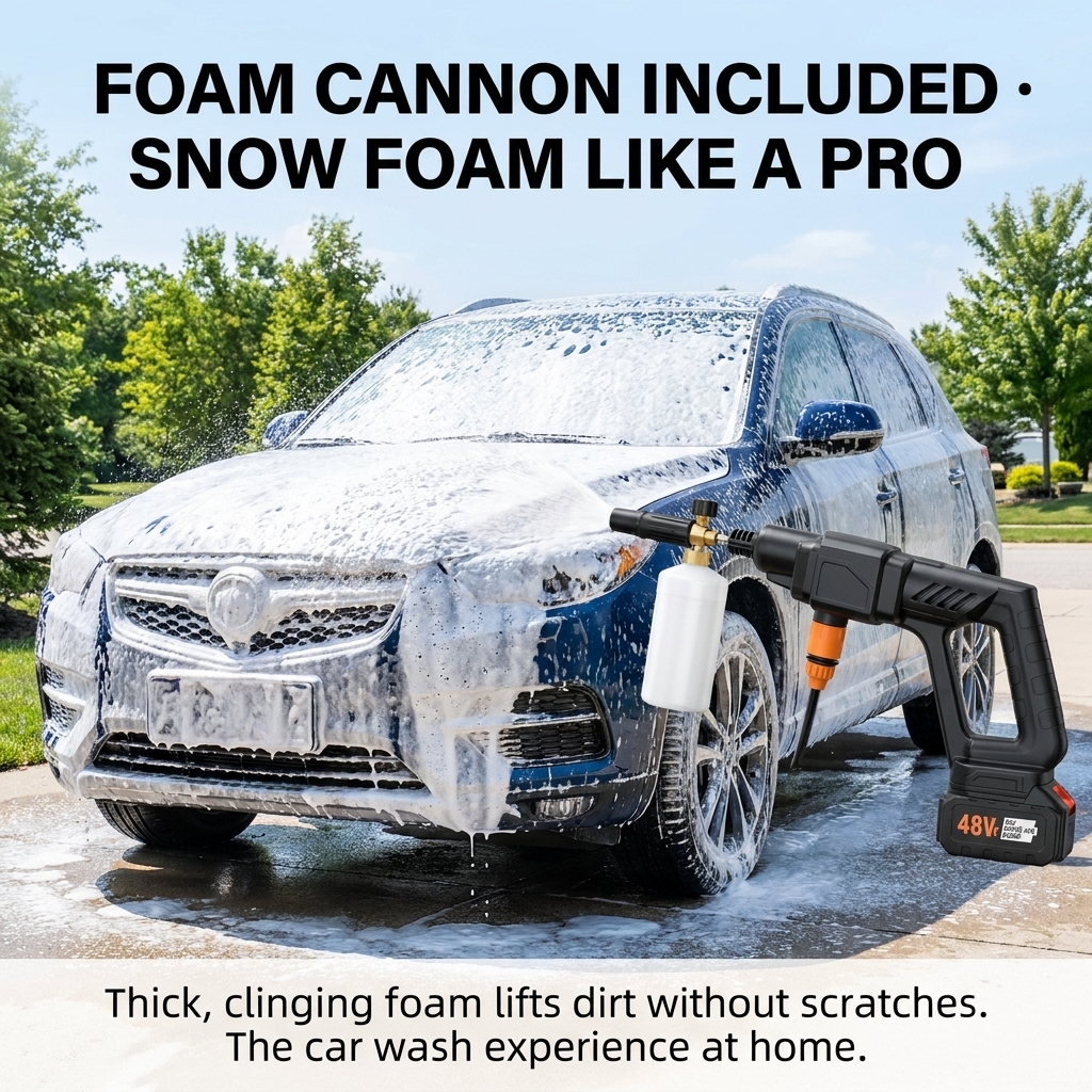 1000 PSI Cordless Portable Pressure Washer — 6-in-1 Nozzle, Dual Battery, Foam Cannon Included