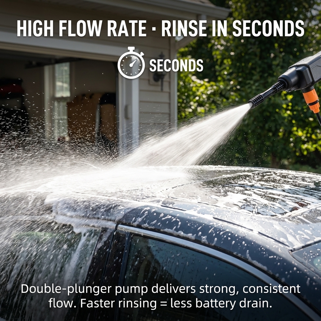 1000 PSI Cordless Portable Pressure Washer — 6-in-1 Nozzle, Dual Battery, Foam Cannon Included